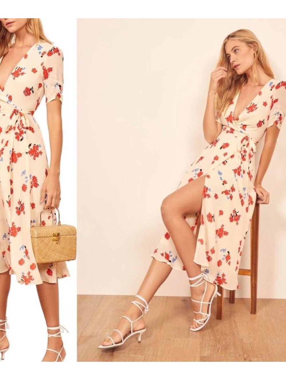 Reformation Napa Dress in White Floral